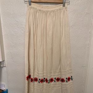 VINTAGE Embroidered Cream Maxi Skirt